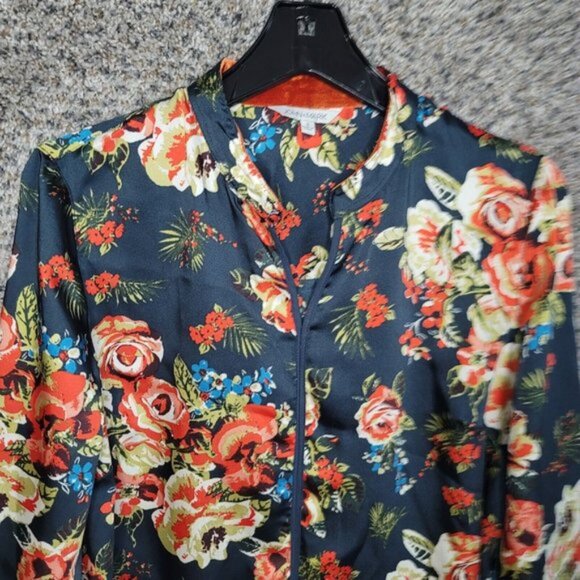 John Mark Top Womens‎ Small Floral Print Tunic V-Neck Long Sleeve Blouse Ladies - Picture 4 of 7